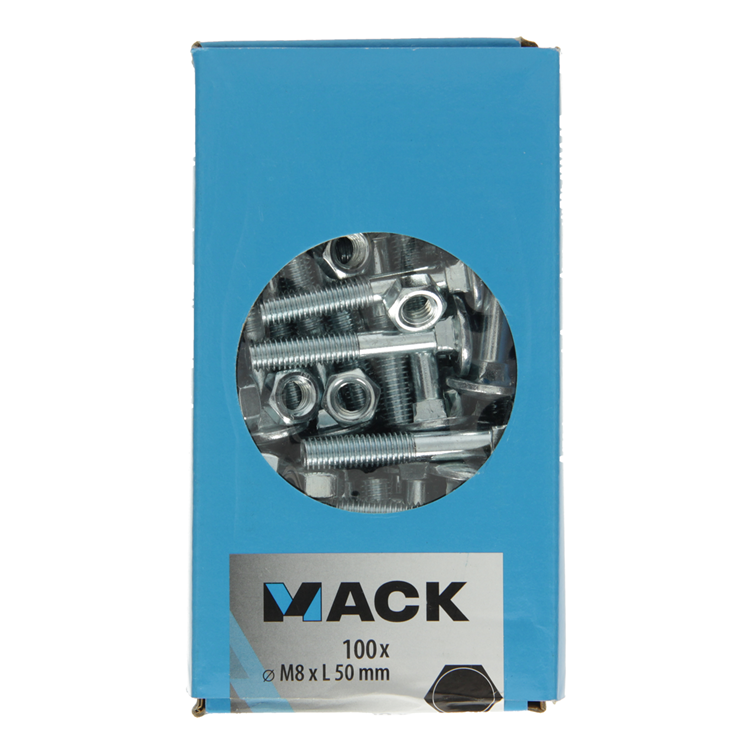 Load image into Gallery viewer, Mack 1007060 - houtbout + moer verzinkt 100 st 8 x 50 mm | 4 stuks