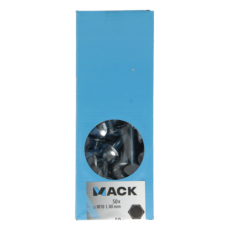 Afbeelding laden in galerijviewer, Mack 1007066 - houtbout + moer verzinkt 50 st10 x 80 mm | 1 stuks