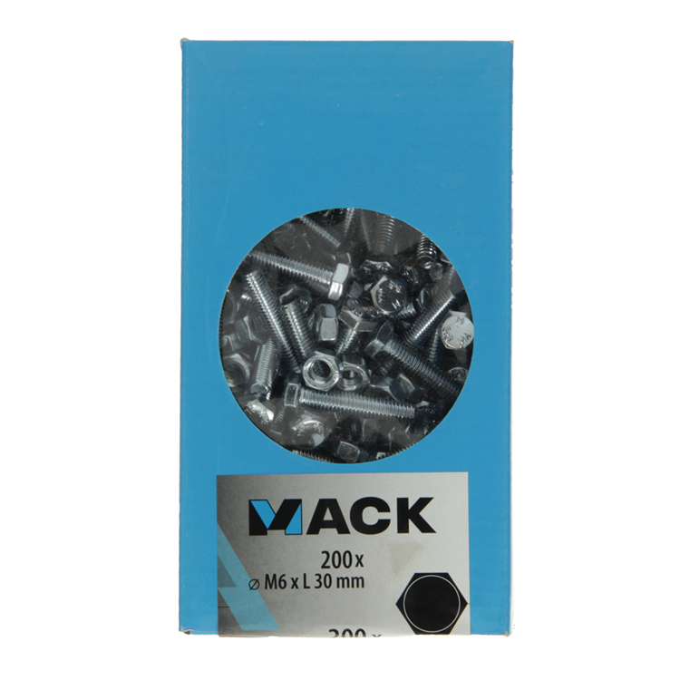 Load image into Gallery viewer, Mack 1007072 - tapbout + moer verzinkt 200 st 6 x 30 mm | 4 stuks