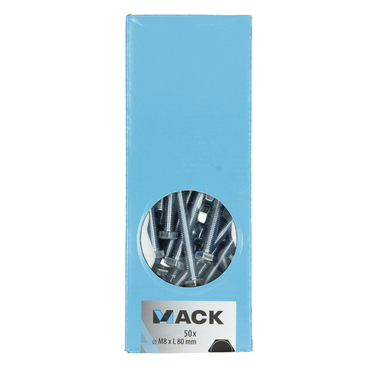 Load image into Gallery viewer, Mack 1007081 - tapbout + moer verzinkt 50 st 8 x 80 mm | 2 stuks