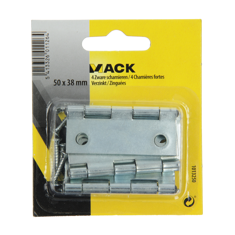 Afbeelding laden in galerijviewer, Mack 1013250 - 4 zware scharnieren verzinkt h 50 x b 38 mm | 5 stuks