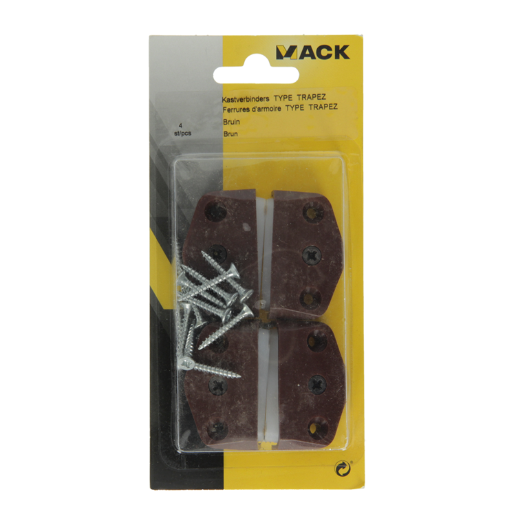 Afbeelding laden in galerijviewer, Mack 1013470 - 4 paneelverbinders trapez bruin | 5 stuks