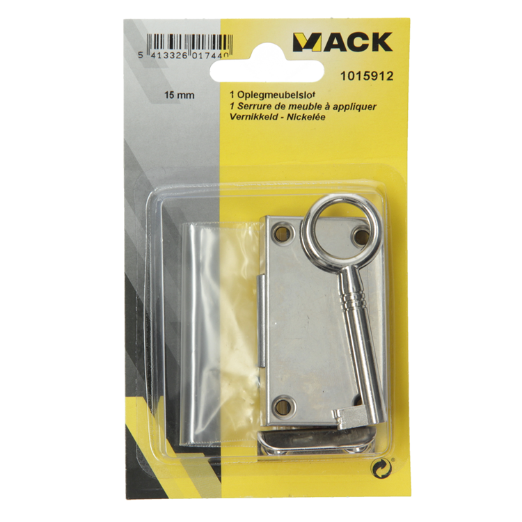 Afbeelding laden in galerijviewer, Mack 1015912 - 1 oplegmeubelslot vernikkeld 15mm | 5 stuks