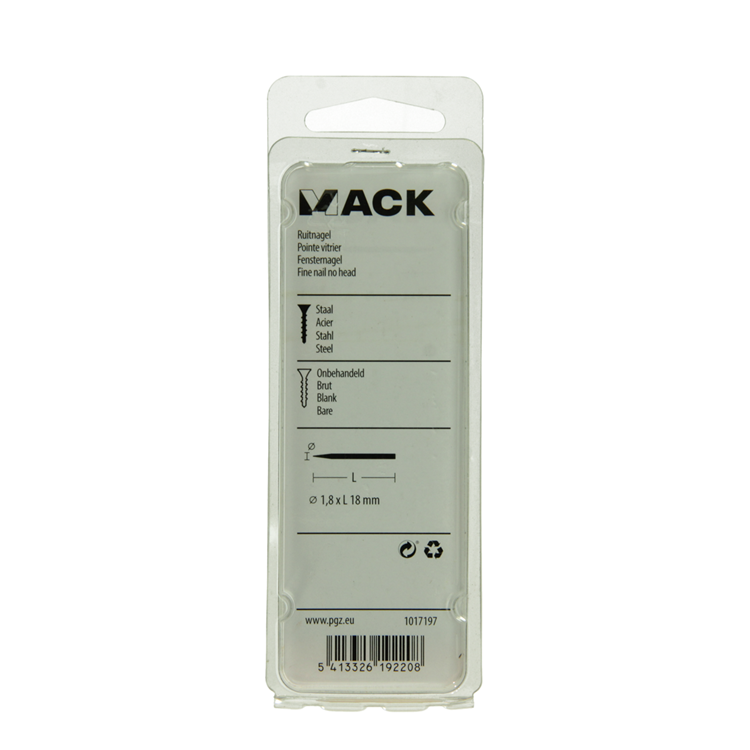 Load image into Gallery viewer, Mack 1017197 - ruitnagel staal onbehandeld 50gr 1,8 x 18 mm | 10 stuks