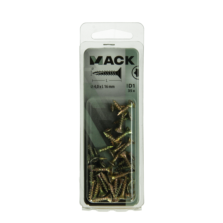 Afbeelding laden in galerijviewer, Mack 1017292 - spaanplschr.vzkop-zelfb. geelverz. 35 st 4,0 x 16 mm | 10 stuks