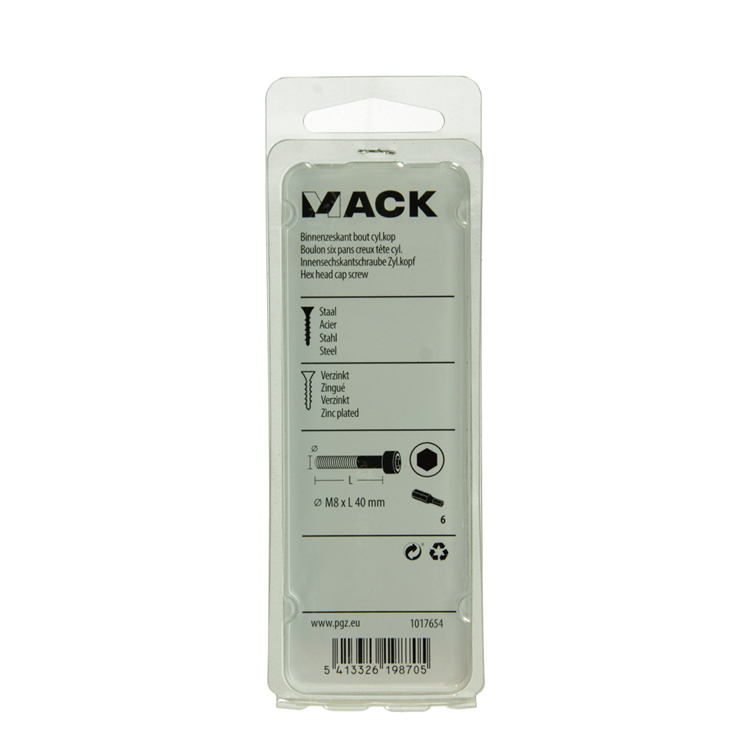 Load image into Gallery viewer, Mack 1017654 - binnenzeskant bout cyl.kop verz. 3 st m8 x 40 mm | 10 stuks