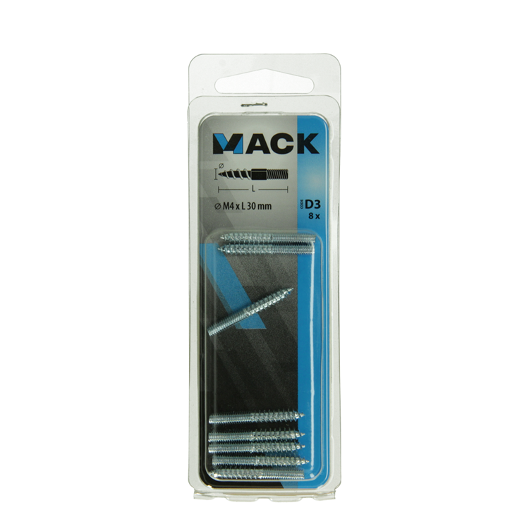 Load image into Gallery viewer, Mack 1017666 - stokeinde hout + metr. draad verz. 8 st m4x30 | 10 stuks