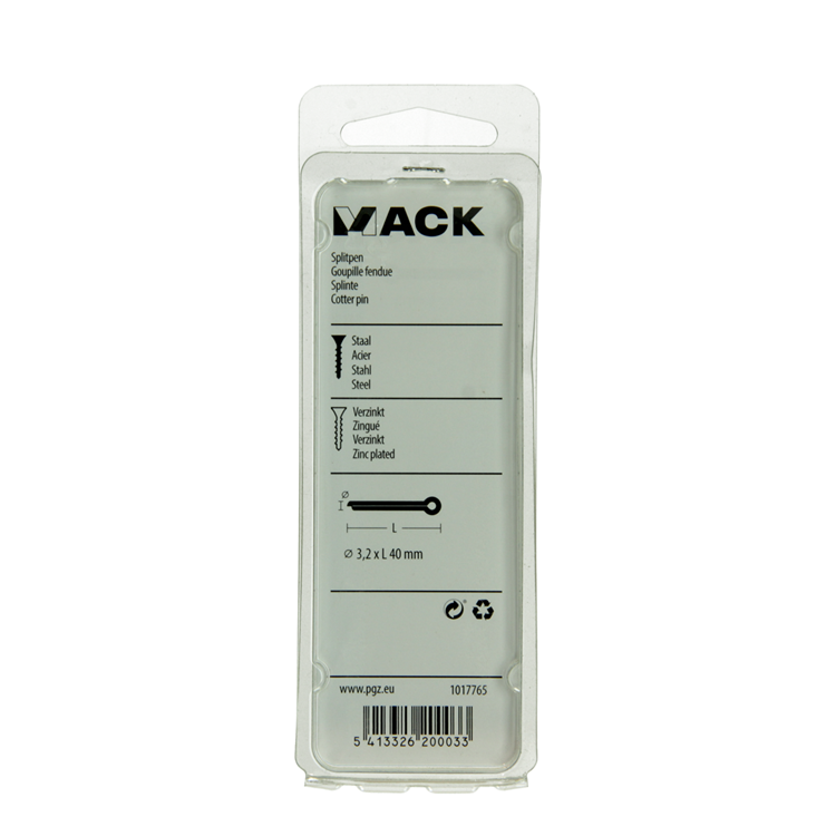 Load image into Gallery viewer, Mack 1017765 - splitpen staal verzinkt 12 st 3,2 x 40 mm | 10 stuks