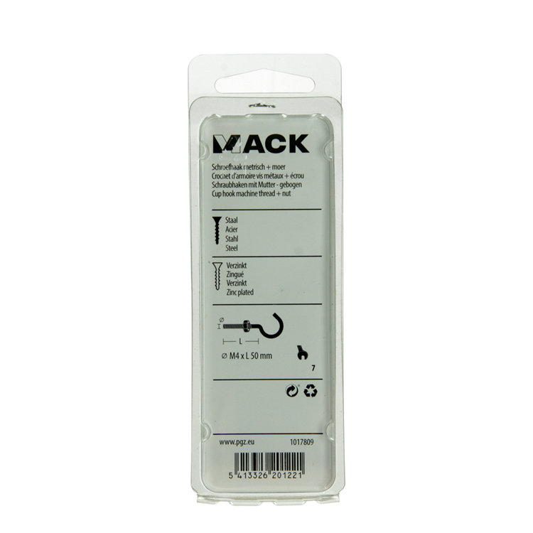 Afbeelding laden in galerijviewer, Mack 1017809 - schroefhaak metrisch + moer verziinkt 5st m4 x 50 mm | 10 stuks