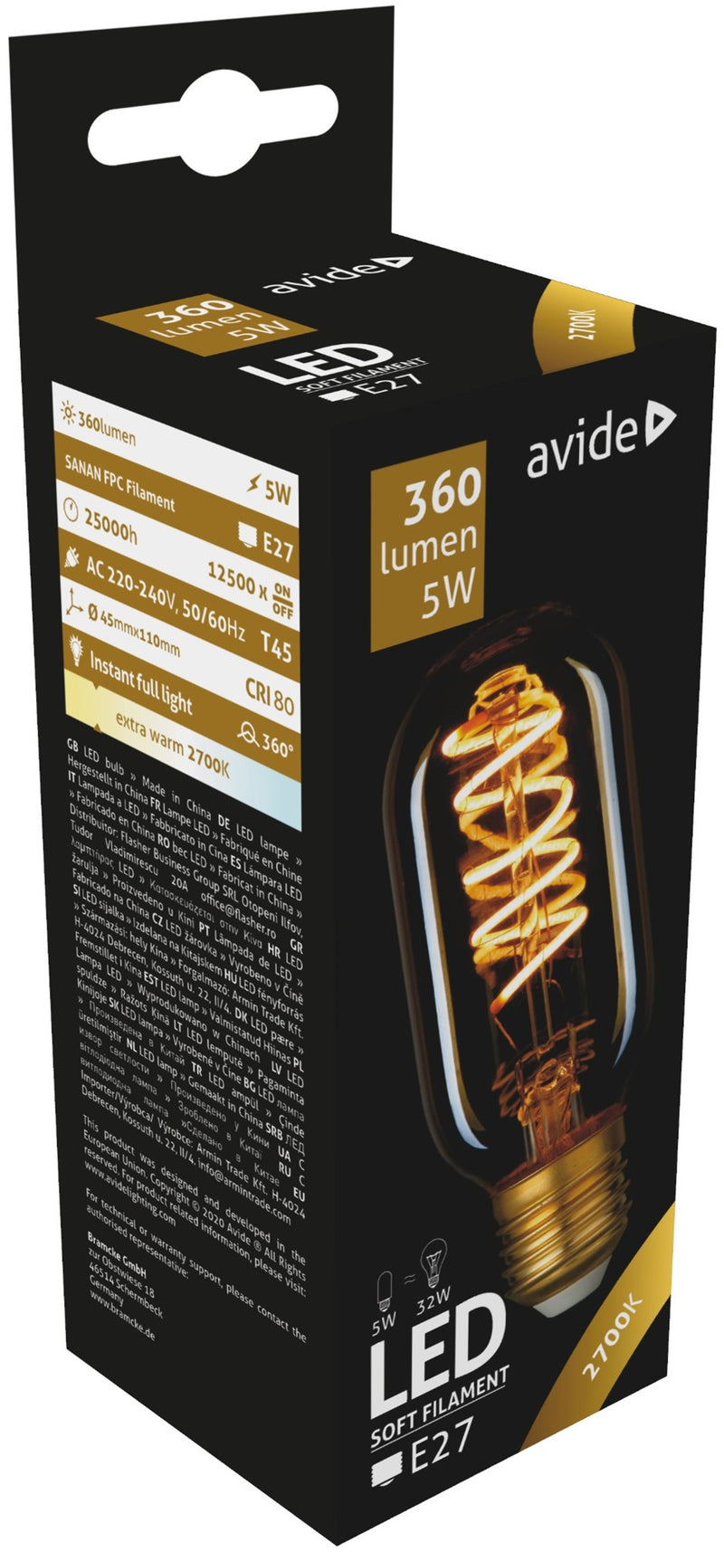 Afbeelding laden in galerijviewer, Avide led lamp soft filament t45 5w e27 2700k 360lm