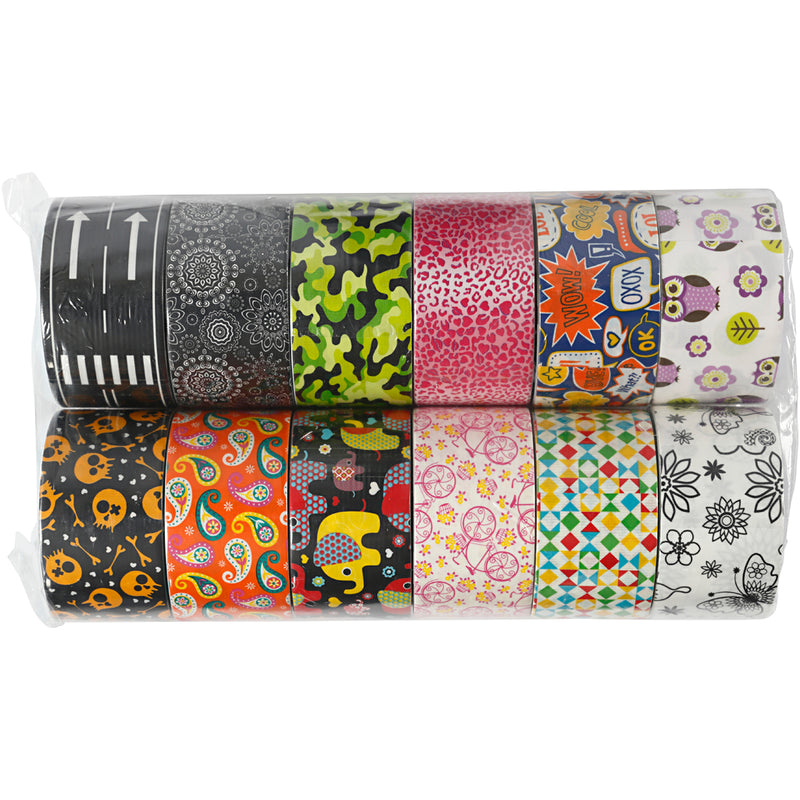 Afbeelding laden in galerijviewer, Https: www.cchobby.nl duct-tape-met-patroon-b-48-mm-diverse-kleuren-12x5-m-1-doos