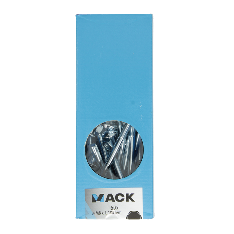 Load image into Gallery viewer, Mack 1007063 - houtbout + moer verzinkt 50 st8 x 100 mm | 2 stuks
