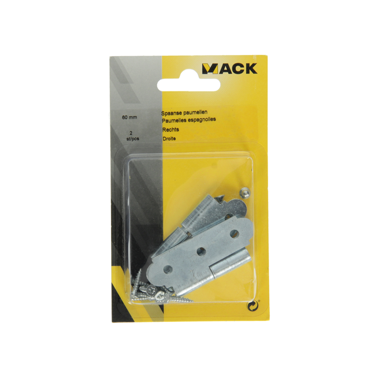 Afbeelding laden in galerijviewer, Mack 1013256 - 2 spaanse paumellen rechts verzinkt h 60 x b 40 mm | 5 stuks