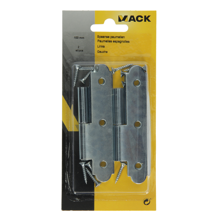 Afbeelding laden in galerijviewer, Mack 1013261 - 2 spaanse paumellen links verzinkt h 100 x b 50 mm | 5 stuks