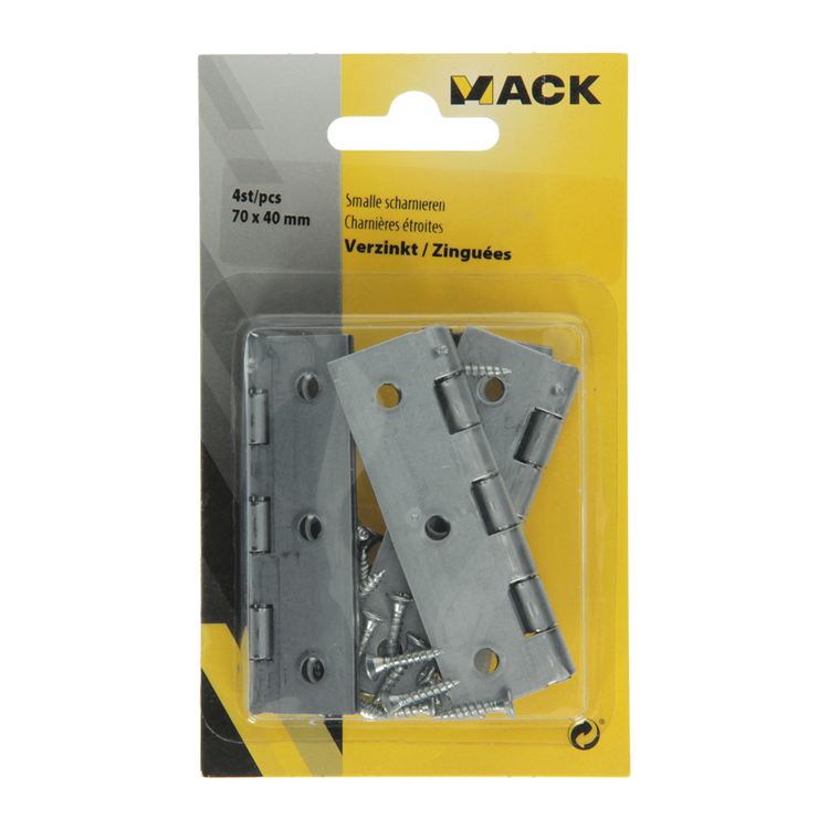 Load image into Gallery viewer, Mack 1013249 - 4 smalle scharnieren verzinkt h 70 x b 40 mm | 5 stuks