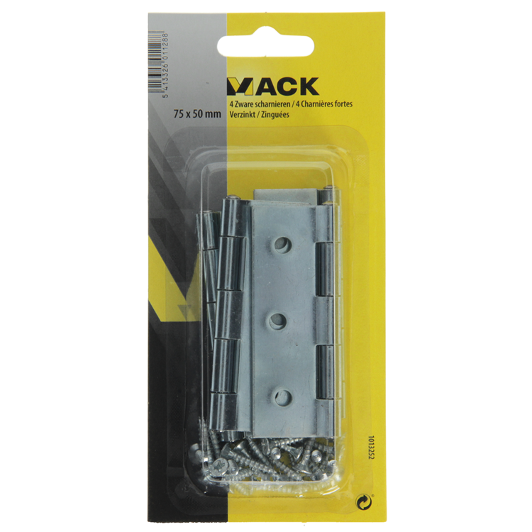 Load image into Gallery viewer, Mack 1013252 - 4 zware scharnieren verzinkt h 75 x b 50 mm | 5 stuks