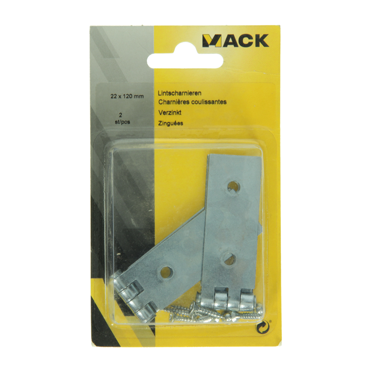 Afbeelding laden in galerijviewer, Mack 1013483 - 2 lintscharnieren verzinkt h 22 x b 120 mm | 5 stuks