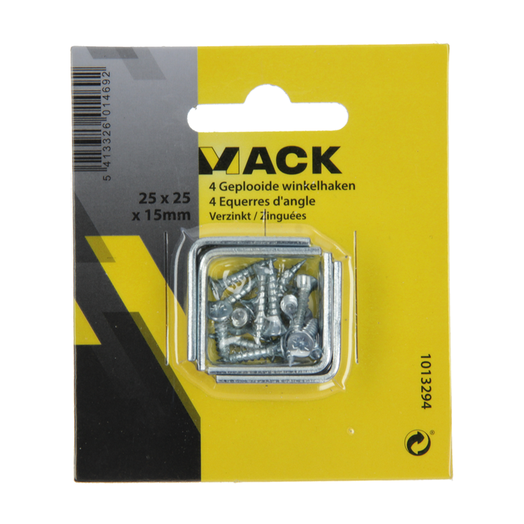 Load image into Gallery viewer, Mack 1013294 - 4 geplooide winkelhaken verzinkt 25x25x15x2mm | 10 stuks