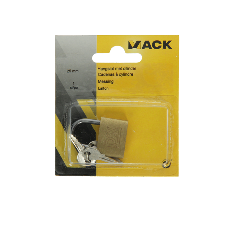 Load image into Gallery viewer, Mack 1014072 - hangslot met cilinder messing 25 mm | 10 stuks