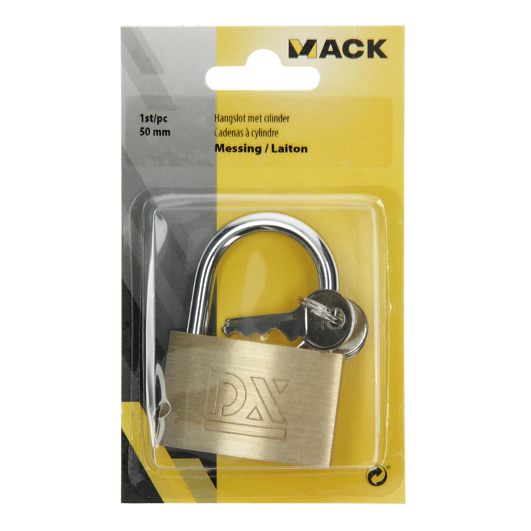 Load image into Gallery viewer, Mack 1014075 - hangslot met cilinder messing 50 mm | 10 stuks