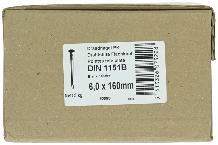 Afbeelding laden in galerijviewer, 1015660 - doos 5 kg. nagels platte kop 6,0x160 mm | 2 stuks