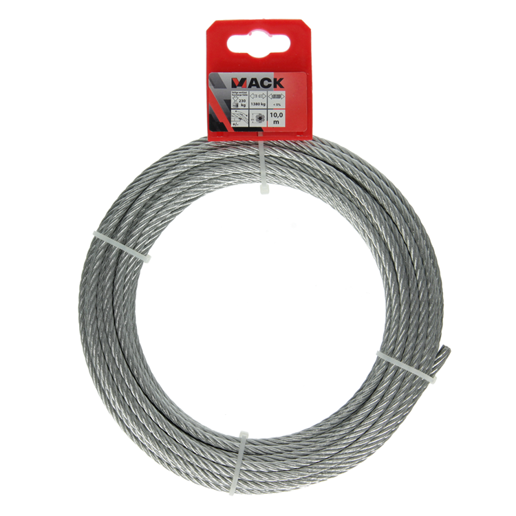 Afbeelding laden in galerijviewer, Mack 1015816 - verzinkte staalkabel 6x19 10m 5mm wll 250 kg din en 12385-4 | 5 stuks