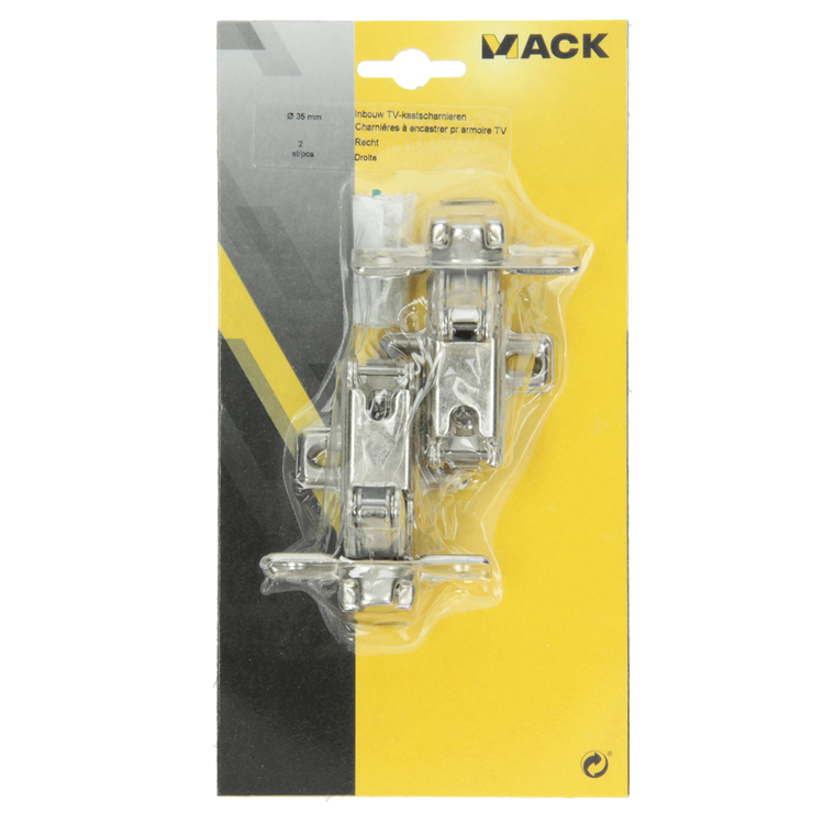 Load image into Gallery viewer, Mack 1013696 - 2 inbouw tv-kastscharnieren recht 35mm | 5 stuks