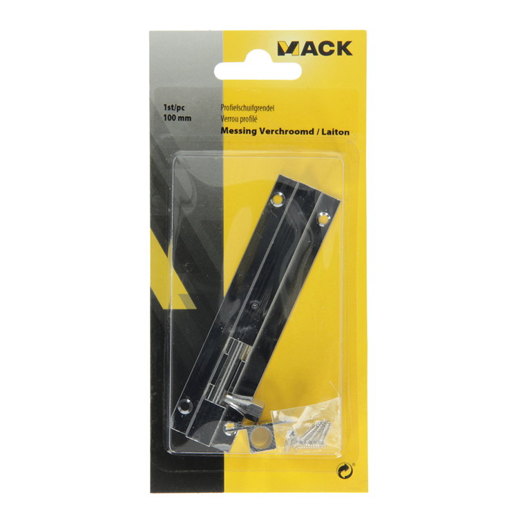 Afbeelding laden in galerijviewer, Mack 1013686 - 1 schuifgrendel messing verchroomd a 100 - b 16 mm | 5 stuks