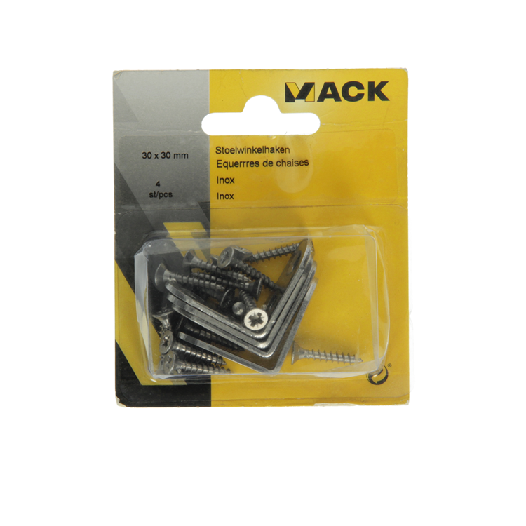 Load image into Gallery viewer, Mack 1013773 - 4 stoelwinkelhaken inox 30x30mm | 10 stuks