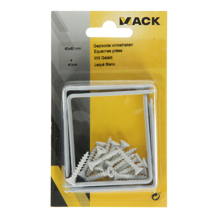 Load image into Gallery viewer, Mack 1013795 - 4 geplooide winkelhaken wit gelakt 60x60mm | 10 stuks