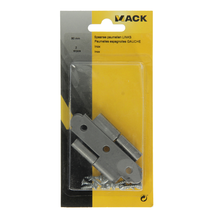 Load image into Gallery viewer, Mack 1013707 - 2 spaanse paumellen links inox h 80 - b 45 mm | 5 stuks