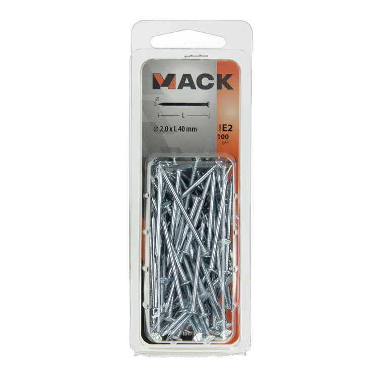 Load image into Gallery viewer, Mack 1017151 - nagel platte kop staal verzinkt 100 gr 2,0 x 40 mm | 5 stuks