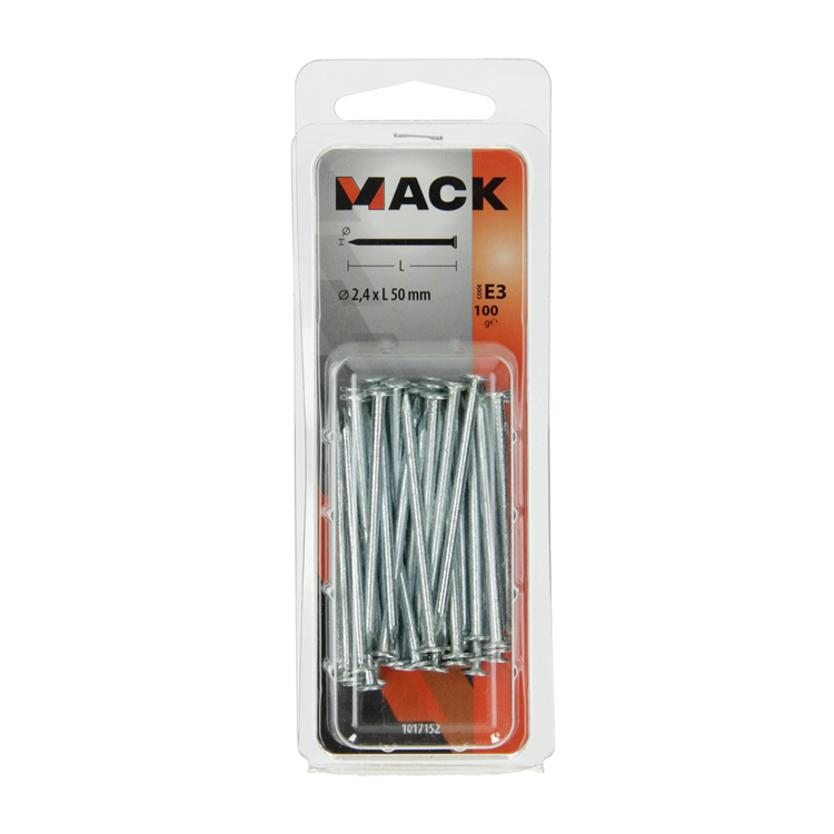 Load image into Gallery viewer, Mack 1017152 - nagel platte kop staal verzinkt 100 gr 2,4 x 50 mm | 5 stuks