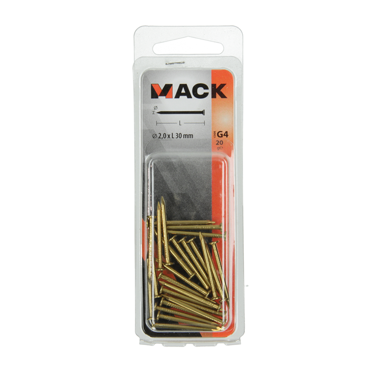 Load image into Gallery viewer, Mack 1017165 - nagel platte kop messing 20 gr2,0 x 30 mm | 10 stuks