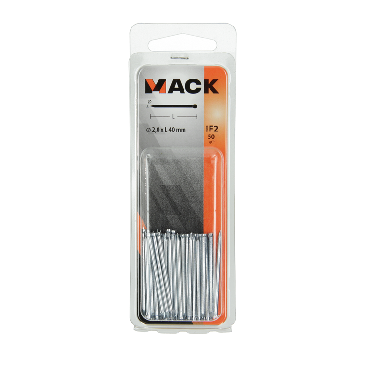 Load image into Gallery viewer, Mack 1017177 - nagel ronde kop staal gehard 50 gr 2,0 x 40 mm | 10 stuks