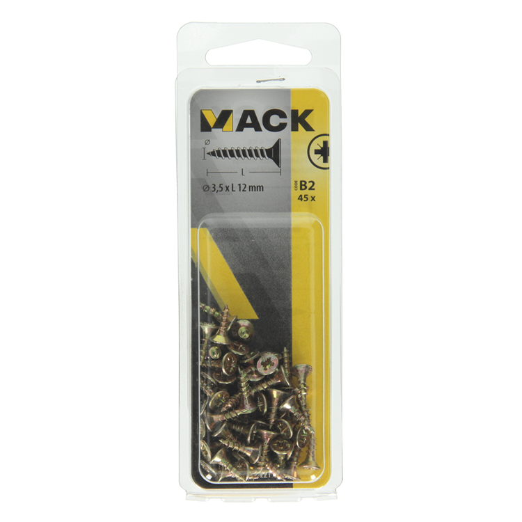 Load image into Gallery viewer, Mack 1017221 - spaanplaatschroef vz kop geelverz.45 st 3,5 x 12 mm | 10 stuks