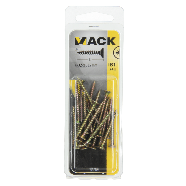 Afbeelding laden in galerijviewer, Mack 1017226 - spaanplaatschroef vz kop geelverz.24 st 3,5 x 35 mm | 10 stuks