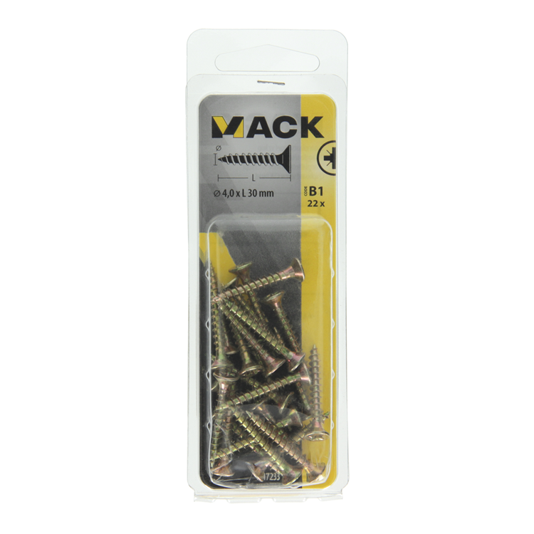 Load image into Gallery viewer, Mack 1017233 - spaanplaatschroef vz kop geelverz.22 st 4,0 x 30 mm | 10 stuks