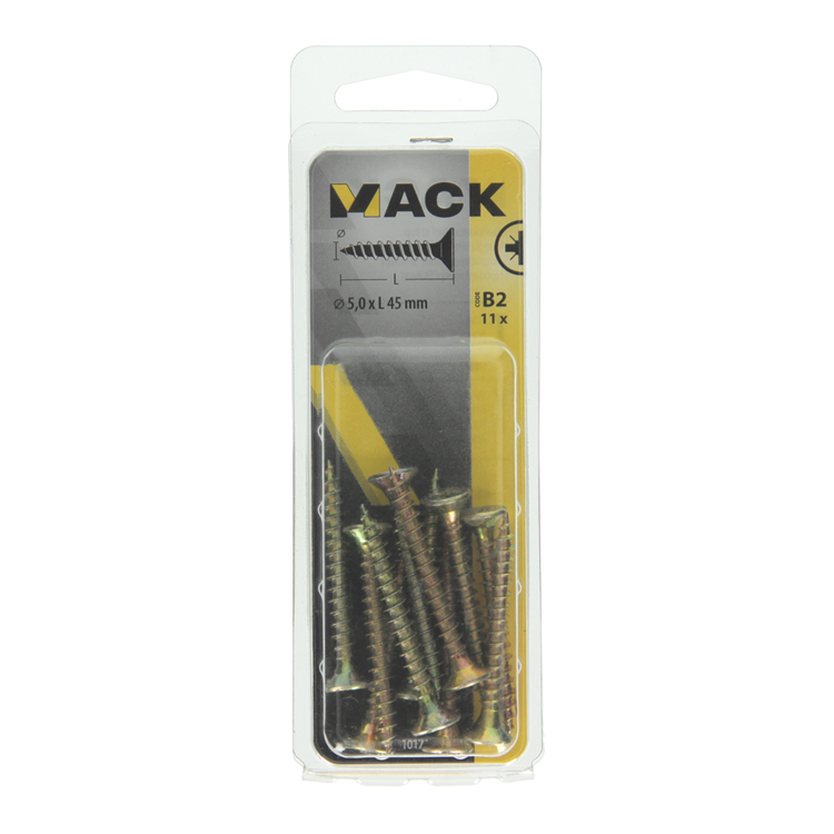 Afbeelding laden in galerijviewer, Mack 1017256 - spaanplaatschroef vz kop geelverz.11 st 5,0 x 45 mm | 10 stuks