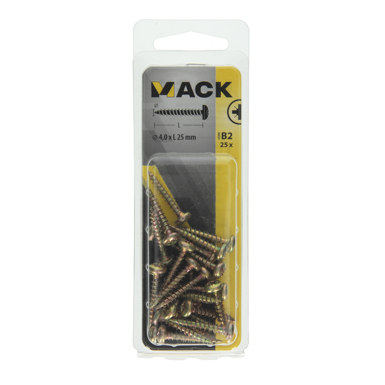 Afbeelding laden in galerijviewer, Mack 1017273 - spaanplaatschroef cylkop geelverz.25 st 4,0 x 25 mm | 10 stuks