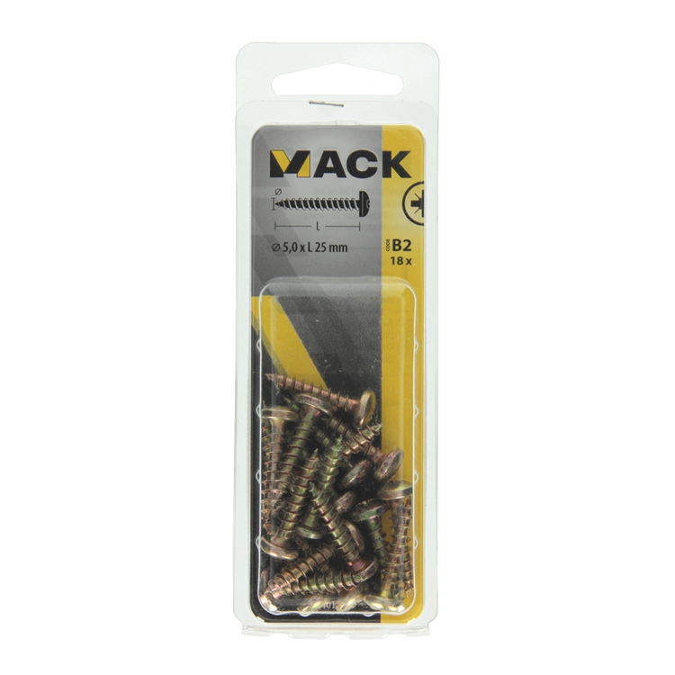Afbeelding laden in galerijviewer, Mack 1017278 - spaanplaatschroef cylkop geelverz.18 st 5,0 x 25 mm | 10 stuks