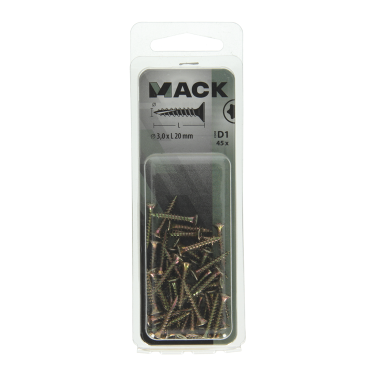 Afbeelding laden in galerijviewer, Mack 1017282 - spaanplschr.vzkop-zelfb. geelverz. 45 st 3,0 x 20 mm | 10 stuks