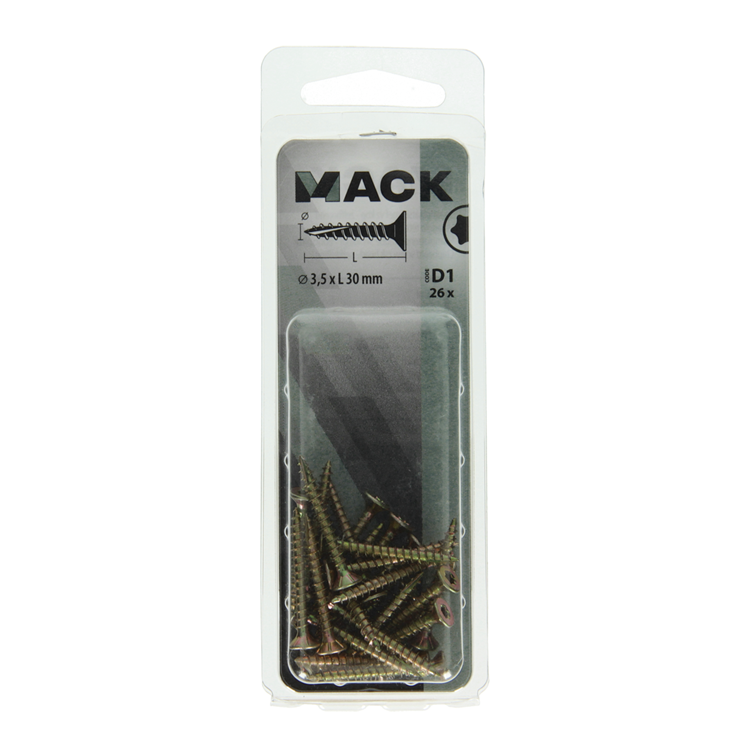 Afbeelding laden in galerijviewer, Mack 1017288 - spaanplschr.vzkop-zelfb. geelverz. 26 st 3,5 x 30 mm | 10 stuks