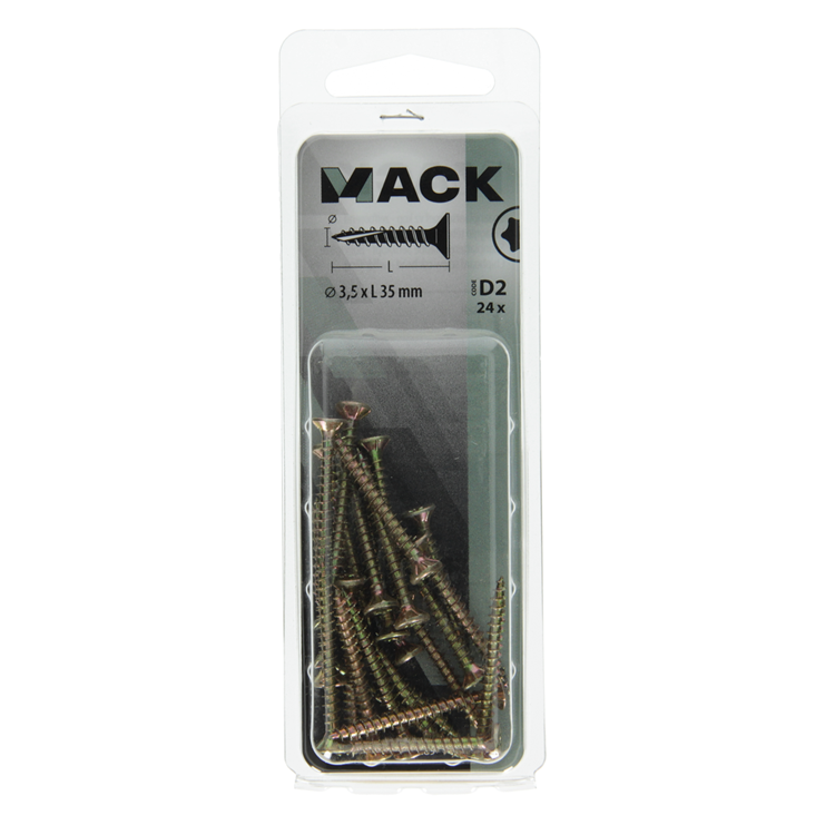 Afbeelding laden in galerijviewer, Mack 1017289 - spaanplschr.vzkop-zelfb. geelverz .24 st 3,5 x 35 mm | 10 stuks
