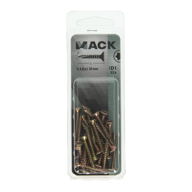 Afbeelding laden in galerijviewer, Mack 1017295 - spaanplschr.vzkop-zelfb. geelverz. 22 st 4,0 x 30 mm | 10 stuks