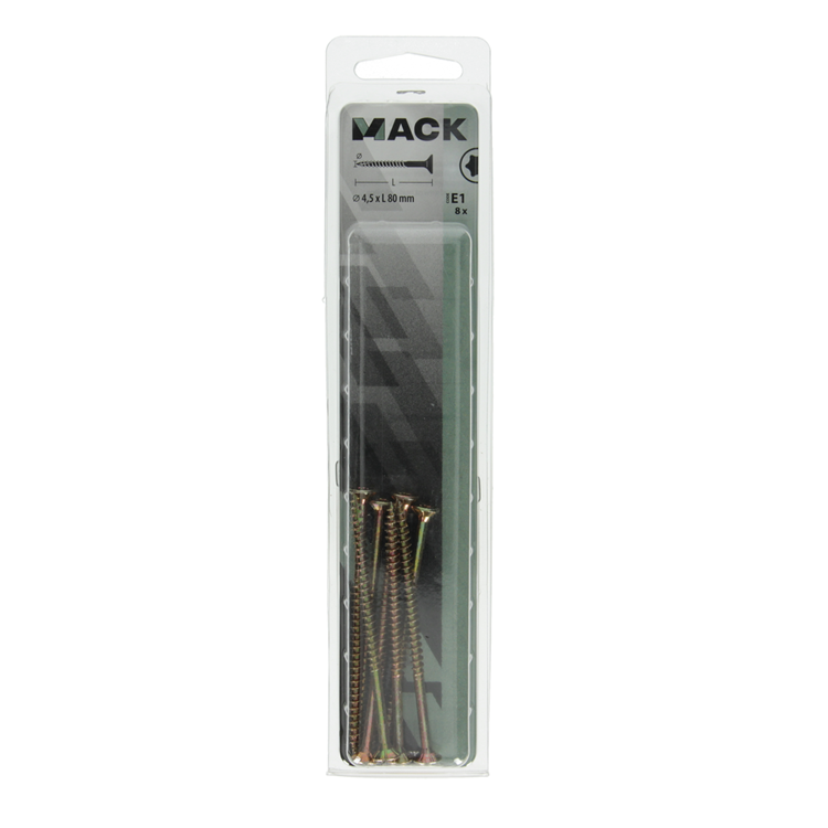 Afbeelding laden in galerijviewer, Mack 1017310 - spaanplschr.vzkop-zelfb. geelverz. 8 st 4,5 x 80 mm | 5 stuks