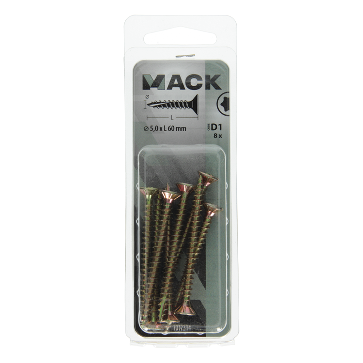 Afbeelding laden in galerijviewer, Mack 1017314 - spaanplschr.vzkop-zelfb. geelverz. 8 st 5,0 x 60 mm | 10 stuks