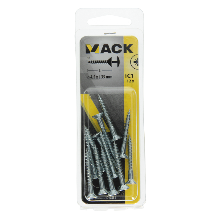 Afbeelding laden in galerijviewer, Mack 1017331 - schroef met kopboring staal verz. 12 st 4,5 x 35 mm | 10 stuks