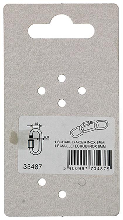 Load image into Gallery viewer, Mack 1008457 - 1 loze schakel + moer 6mm inox | 10 stuks