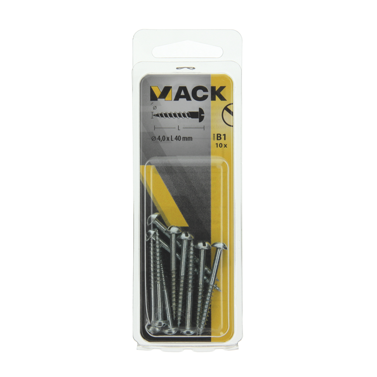 Afbeelding laden in galerijviewer, Mack 1017375 - houtschroef bolkop staal verzinkt 10 st 4,0 x 40 mm | 10 stuks